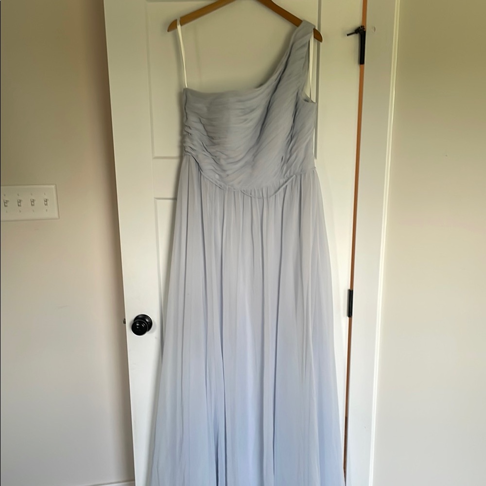 Asymmetrical Ruched Gray One-Shoulder Gown